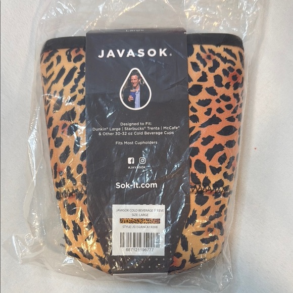 Java Sok Leopard Print Cold Beverage Sleeve, Large 30-32 oz cups, BNWT - Picture 1 of 8